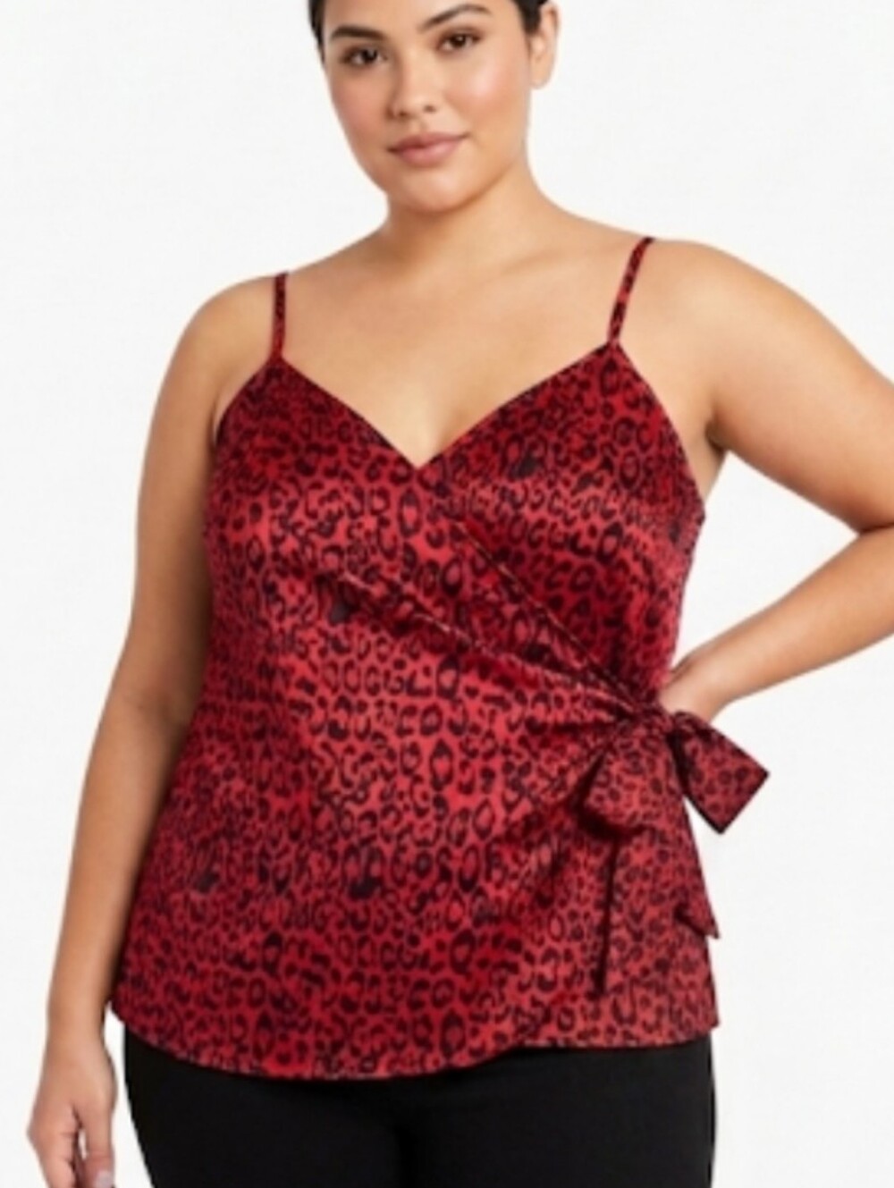 #062 Torrid 2 Red Leopard Print Wrap Camisole Top